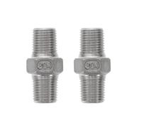 JUMPLAWN 2 Pièces Raccord Double Mâle 1/8″ en Acier Inoxydable 304 | Jonction Filetée Hexagonale, Résistance à Corrosion Extérieure, Adaptée aux Lignes de Gaz et Carburant, Lot de Deux
