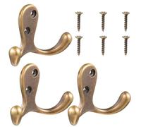 JUMPLAWN 3 Pièces Crochets Muraux Doubles en Cuivre Pur | Finition Polie, Patères Décoratives et Pratiques, pour Serviettes et Vêtements Couloir ou Jardin