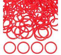 JUMPLAWN Anneaux de Reliure Plastique Rouge 100pcs, Anneaux pour Livres à Feuilles Mobiles, Faciles à Ouvrir et Fermés Solidement, pour Contrats et DIY