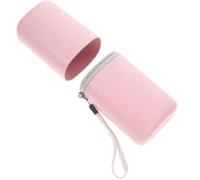 JUMPLAWN Boîte de Rangement pour Brosse à Dents Portable PP Rose | Usage Maison et Voyage, Cloisonnement Double Gobelet à Clip, Design Rond Détachable