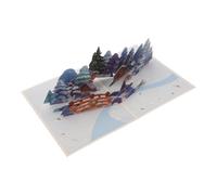 JUMPLAWN Carte de Noël Pop Up 3d Scène Hivernale Bleu Papier | Assemblage sans Ciseaux ni Colle, Couches Découpées Laser, Sapins Mobiles et Flocons Mobiles
