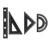 JUMPLAWN Kit de Règle Graduée en Alliage D'aluminium Noir 4 Pièces, Ensemble de Géométrie Métallique Robuste pour École et Bureau, Solide et Multifonction