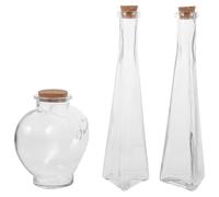 JUMPLAWN Lot de 3 Bouteilles en Verre Prismatic Cœur pour Cérémonie de Sable Mariage, Décoration Artisanale DIY, Récipient Transparent pour Petits Objets