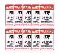 JUMPLAWN Lot de 40 Autocollants Rouges Résistants aux Intempéries pour Surveillance Vidéo Extérieure, Autocollants Adhésifs Logo pour Bâtiment et Usage Intérieur ou Extérieur