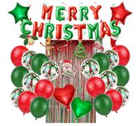 JUMPLAWN Lot de 46 Set de Set de Ballons Décoratifs en Aluminium pour Fête de Noël, Ballons Métallisés en Aluminium, Kit Complet pour Décoration de Fête, pour Noël