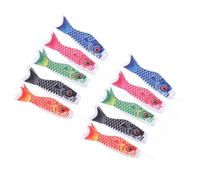 JUMPLAWN Manches à air en forme de carpe 10 pièces, décoration suspendue extérieure japonaise en tissu tricot chaîne, pour jardin et festival