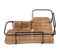 JUMPLAWN Panier et Rangement de Mural Triangulaire Plastique en Métal | Forme D’angle, Look Tressé Rustique, Usage en Salle de Bain et Appartement, Structure Compacte