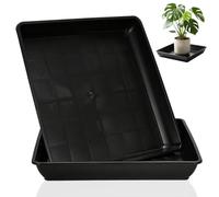 JUMPLAWN Plateau de Plantation Robuste en Plastique PP Soucoupe Carrée 40x40 Lot de 2pcs et Bac à Eau pour Pots de Fleurs pour Plantes Intérieur et Extérieur