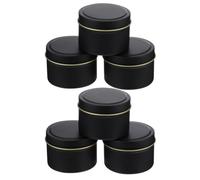 JUMPLAWN Pots à Bougies Surface Lisse en Fer Noir Ronds Lot de 6 et Taille Portable, pour DIY et Fabrication D'artisanat