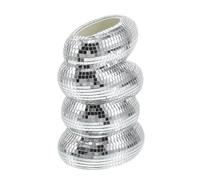 JUMPLAWN Vase Miroir Spirale Disco Argenté en Plastique, Décor Moderne et Élégant, Facile à Nettoyer, pour Centre de Table ou Bureau