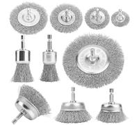 Junchamp Lot de 10 pièces avec brosses circulaires, boisseau et pinceau pour dérouiller, décaper et nettoyer les surfaces métalliques