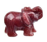 June&Ann Statuette d'éléphant de poche en quartz fraise naturelle sculptée en cristal de guérison, sculpture d'éléphant, totem, esprit animal, pour la méditation et la décoration de la maison - 5,1 cm