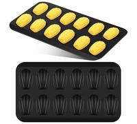 JUNFEIFLUX Pack de 2 Moules à Madeleines, Revêtement Antiadhésif Moule Madeleine, 12 Cavités Moule a Madeleine, Acier au Carbone Moule à Madeleine pour À la Maison Cuisine Boulangerie Restaurant