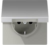 Jung AL 1520 KIKL Prise avec couvercle rabattable + protection renforcée contre les contacts accidentels aluminium LS990