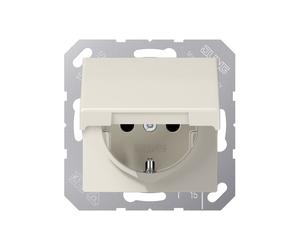 JUNG AS500, AS1520KIKL Prise SCHUKO avec couvercle rabattable blanc blanc crème