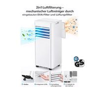 JUNG Climatiseur 3 en 1 TV03 climatiseur mobile avec télécommande 2.0 KW, climatiseur mobile, 7000 BTU silencieux, tuyau d'évacuation, minuterie Airconditioner