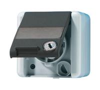 JUNG Prise Schuko avec serrure 820NAWSL WG800 IP44 2 clés / écriture