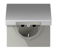 Jung AL 1520 KIKL Prise avec couvercle rabattable + protection renforcée contre les contacts accidentels aluminium LS990