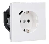 Jung LS1520-18CWW Prise SCHUKO avec USB de type C (2/3 A) Quick Charge avec protection de contact accrue (thermoplastique incassable) Blanc alpin Série LS