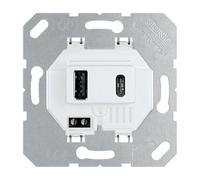 Chargeur USB Jung, 1 port de type A et 1 port de type C, encastrable, 15 W, blanc alpin, 1 pièce.