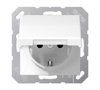 Jung Prise Schuko 16 A 250 V incassable avec Protection de Contact et Couvercle Rabattable série AS 500 Blanc Alpin, 1 pièce, AS 1520 BFKIKL WW