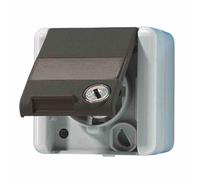 JUNG Prise Schuko avec serrure 820NAWSL WG800 IP44 2 clés / écriture