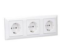 JUNG Série A/AS Lot de 3 prises Blanc alpin | Avec 3 prises Schuko A1520WW, cadre AS583WW 3 prises