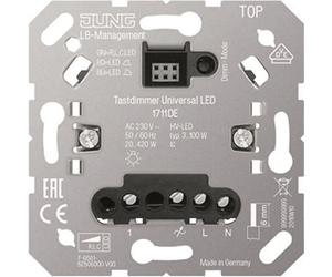 JUNG Variateur universel à bouton poussoir LED 1711DE, Bouton + interrupteur, Argent