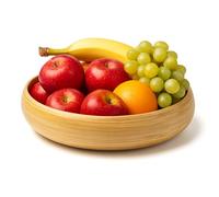 Jungle Culture® Grand bol à fruits en bambou de 30 cm - Bol de service à salade en bois naturel - Articles ménagers durables - Pour plan de travail de cuisine ou table à manger - Saladier fabriqué à