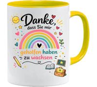 Jungle Mug | Cadeau d'adieu pour enseignante | Danke dass Sie mir geholfen haben zu wachsen Tasse arc-en-ciel | Pour éducateur, maternelle, école primaire, remise de diplôme