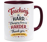 Jungle Mug | Cadeau de remerciement pour professeur | Teaching is Hard, Changing Lives is Harder | Jolie tasse à café pour salle de adeau de remerciement pour femme, samedi, appréciation de