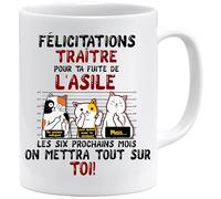 Jungle Mug Mug collègue | FÉLICITATIONS TRAÎTRE Départ en Retraite | Idée Cadeau Humour Travail | Tasse Départ Homme ou Femme Bureau | Cadeau Original Collègue (Blanc)