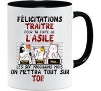 Jungle Mug Mug collègue | FÉLICITATIONS TRAÎTRE Départ en Retraite | Idée Cadeau Humour Travail | Tasse Départ Homme ou Femme Bureau | Cadeau Original Collègue (Noir)