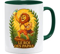 JungleMug - Cadeau fête des pères papa | Mug Le Roi des Papas lion humour dessin animé | Tasse rigolote papa bébé roi du foyer | Idée cadeau homme original