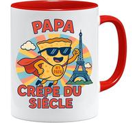 JungleMug - Cadeau fête des pères papa | Tasse “Papa crêpe du siècle” rigolote | Mug original homme humour | Idée cadeau papa drôle pour petit déjeuner, Blanc
