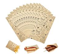 Junhonze 150 PièCes Papier Cuisson|Sacs Hot Dog|Sachet Burger Papier | 21x12 cm, Papier Journal Alimentaire, RéSistants à La Graisse, AdaptéS Aux Burgers, Frites, Sandwichs Et GâTeaux