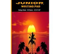 Junior Legal Writing Pad, College-Ruled, Orange Sunset At The Beach Design, 8x27x11.69, 50 Sheets