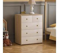 Junior Vida Neptune Commode à 5 tiroirs de Rangement Moderne pour Chambre d'enfant (Blanc et chêne)