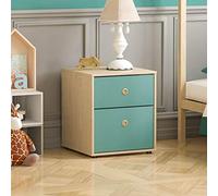 Junior Vida Neptune Table de Chevet 2 tiroirs de Rangement pour Chambre à Coucher Bleu et chêne 47 x 39,5 x 40 cm