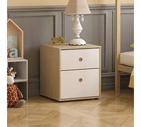 Junior Vida Table de Chevet Neptune avec 2 tiroirs de Rangement pour Chambre d'enfant (Blanc et chêne), Environ 47 x 39,5 x 40 cm (H x l x P).