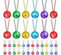 Junkin Lot de 48 colliers disco décoratifs en vrac avec boule miroir pour le Nouvel An des années 70, mini boules de décoration, accessoires de scène de 4,9 cm (couleurs mexicaines)