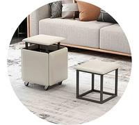 JUNNIU Magic Cube Tabourets 5 en 1 Chaise Gigogne avec Siège en Cuir et roulettes, Meubles de Maison Salle à Manger Cuisine Poufs Empilables Doux (Taille: 35x35x35 cm, Couleur: Blanc) Decoration