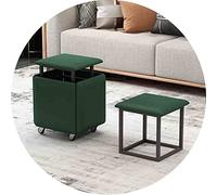 JUNNIU Magic Cube Tabourets 5 en 1 Chaise Gigogne avec Siège en Cuir et roulettes, Meubles de Maison Salle à Manger Cuisine Poufs Empilables Doux (Taille: 45x45x45 cm, Couleur: Vert) Decoration