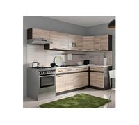 JUNONA Cuisine d angle complete et plan de travail L 3m40 Angle réversible Décor chene s