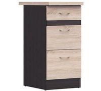 JUNONA Meuble bas de cuisine 40 cm - 3 tiroirs - Plan de travail - Chêne sonoma