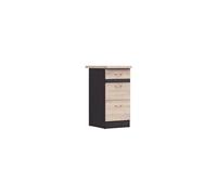 JUNONA Meuble bas de cuisine 40 cm - 3 tiroirs - Plan de travail - Chêne sonoma