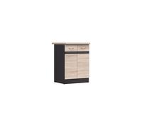 JUNONA Meuble bas de cuisine 60 cm - 2 Portes - Plan de travail - Chêne sonoma