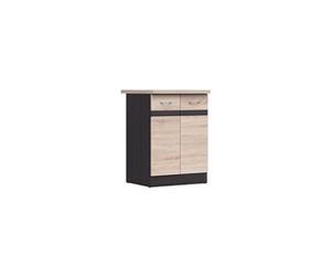 JUNONA Meuble bas de cuisine 60 cm - 2 Portes - Plan de travail - Chêne sonoma