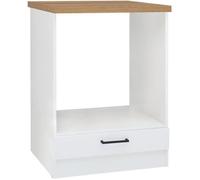 JUNONA Meuble bas four 60 cm - Plan de travail - Blanc brillant