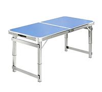 Junvstor Table de Gril Pliante Robuste - Table de Camping et de Pique-Nique Portable en Aluminium réglable en Hauteur à 3 hauteurs | Plateau MDF 70-180 cm avec poignée de Transport(Bleu,4.9ft/150cm)